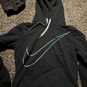 Nike Black Hoodie with Teal Swoosh